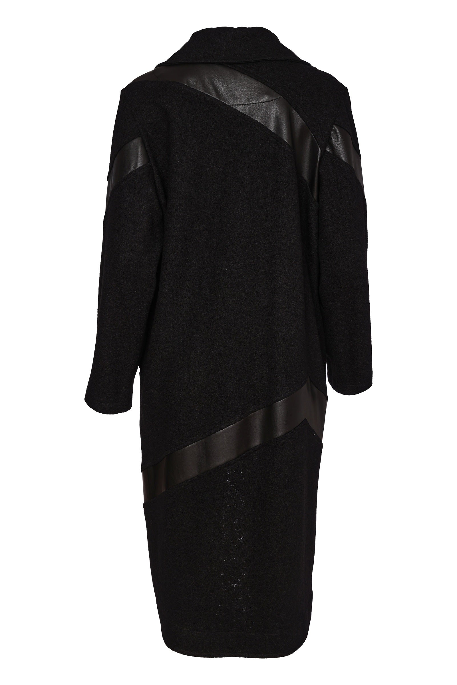 Naya Soft Long Line Coat With Leather Insets