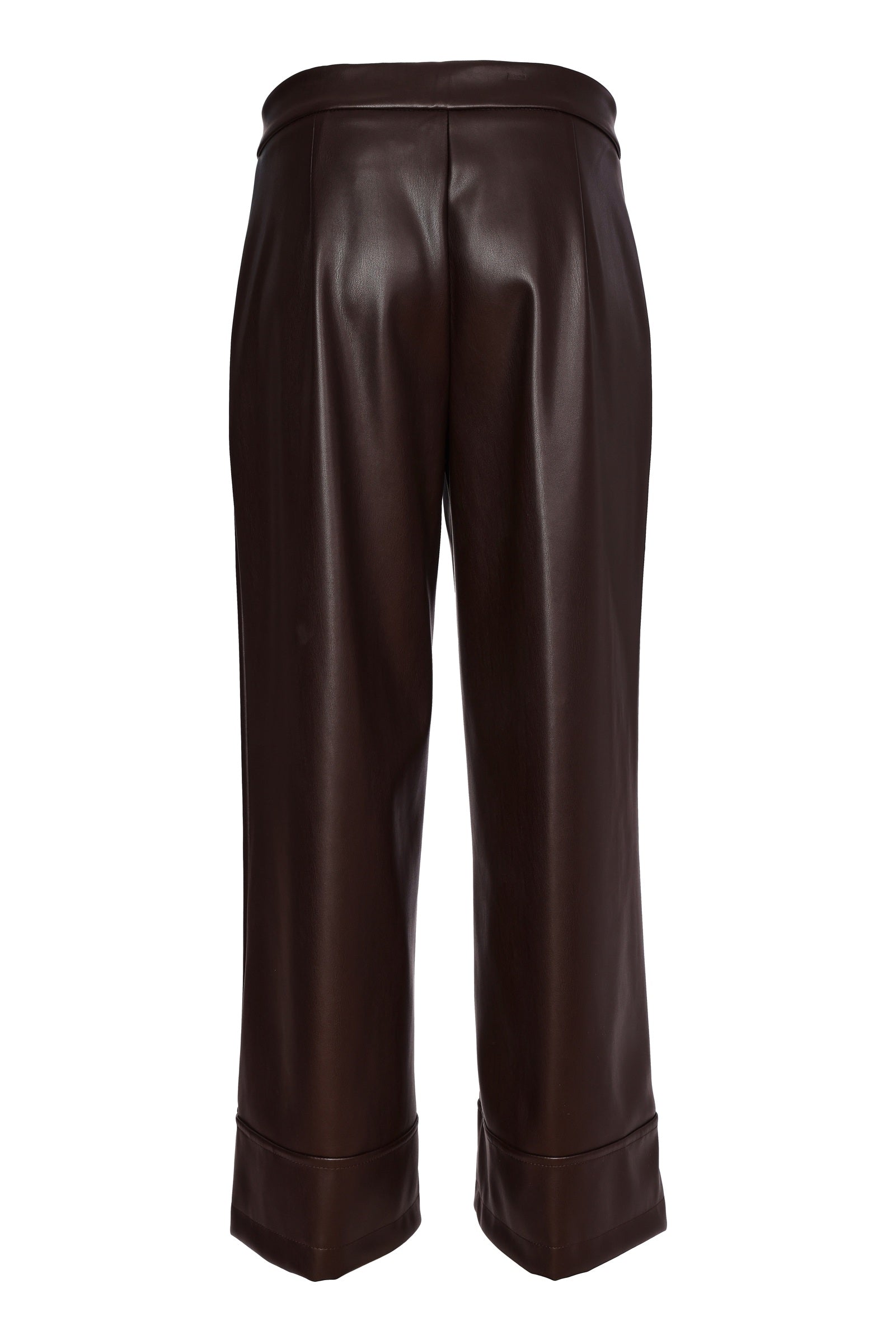 Naya Wide Leg Leatherette Trouser With Hem Panel