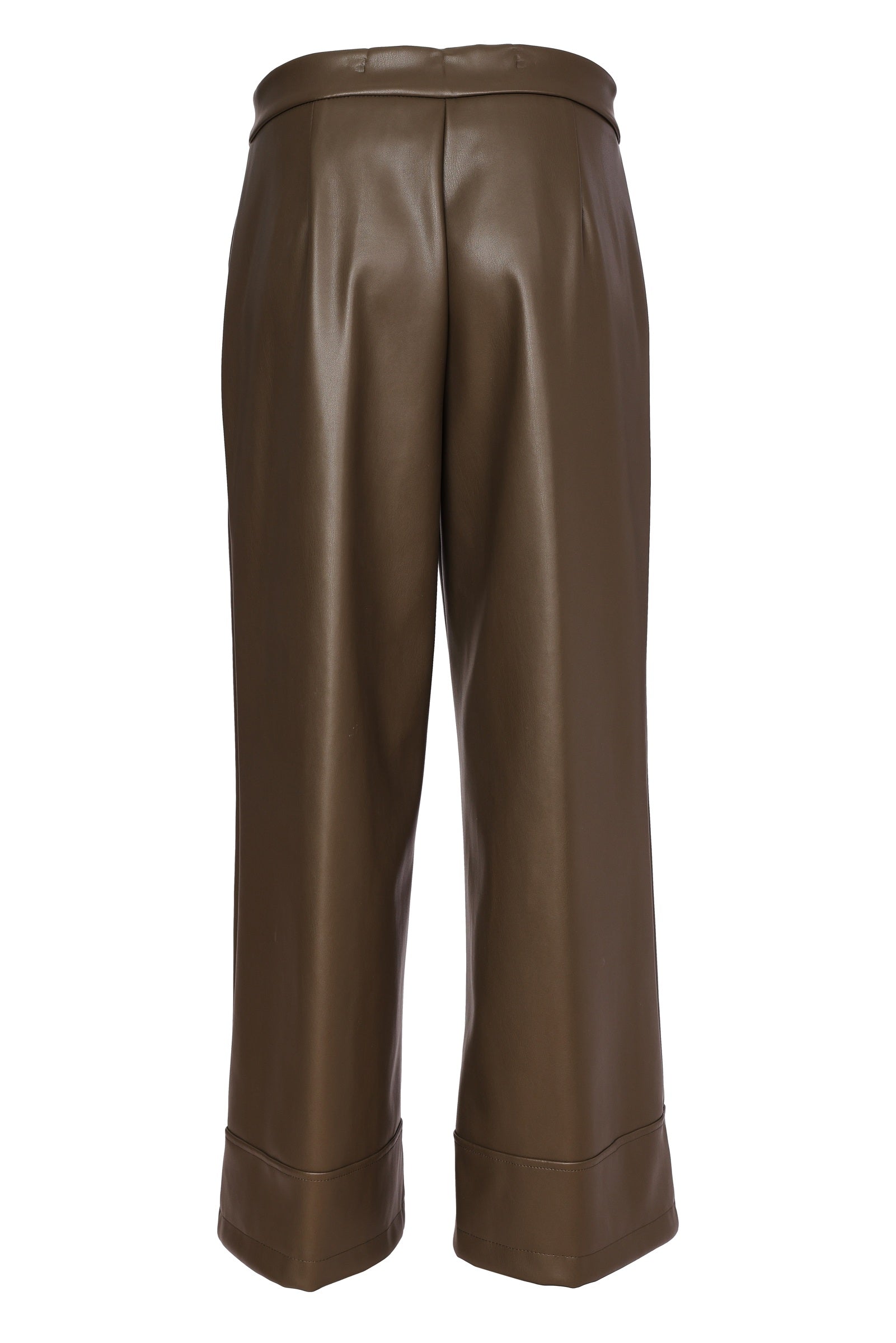 Naya Wide Leg Leatherette Trouser With Hem Panel