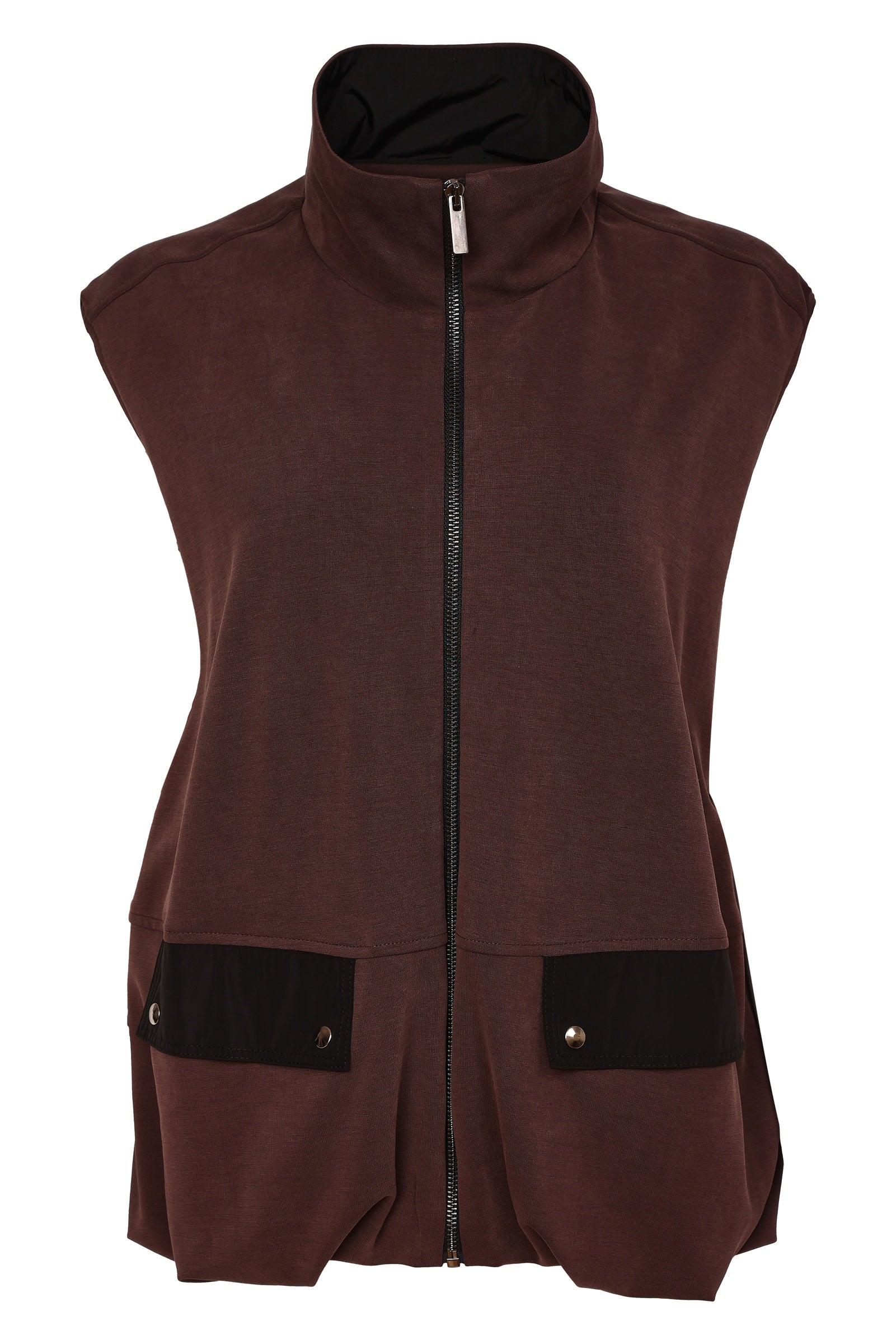 Naya Puff Ball Hem Zip Waistcoat With Contrast Pockets