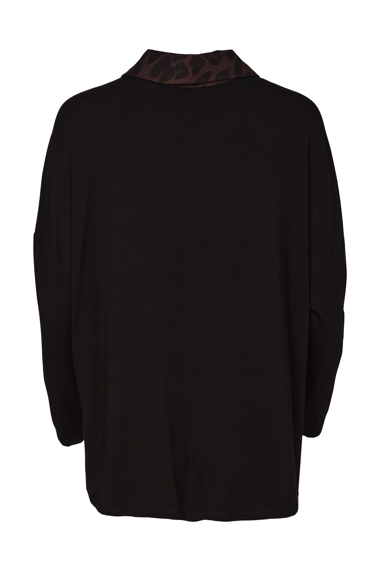 Naya Animal Print Top With Collar And Contrast Sleeve