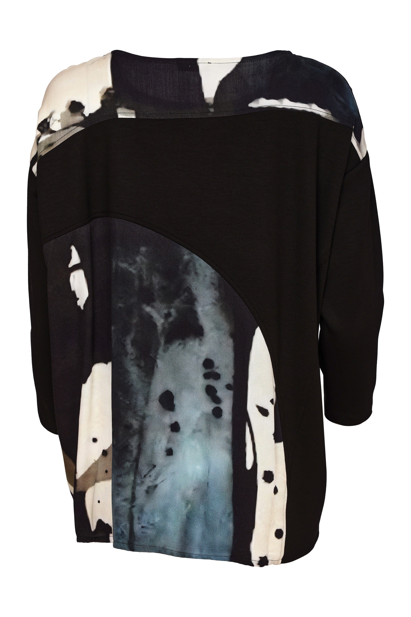 Naya Print Round Neck Top With Contrast Sleeve
