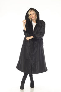 Oopera C2679RW reversible longline coat in black, front