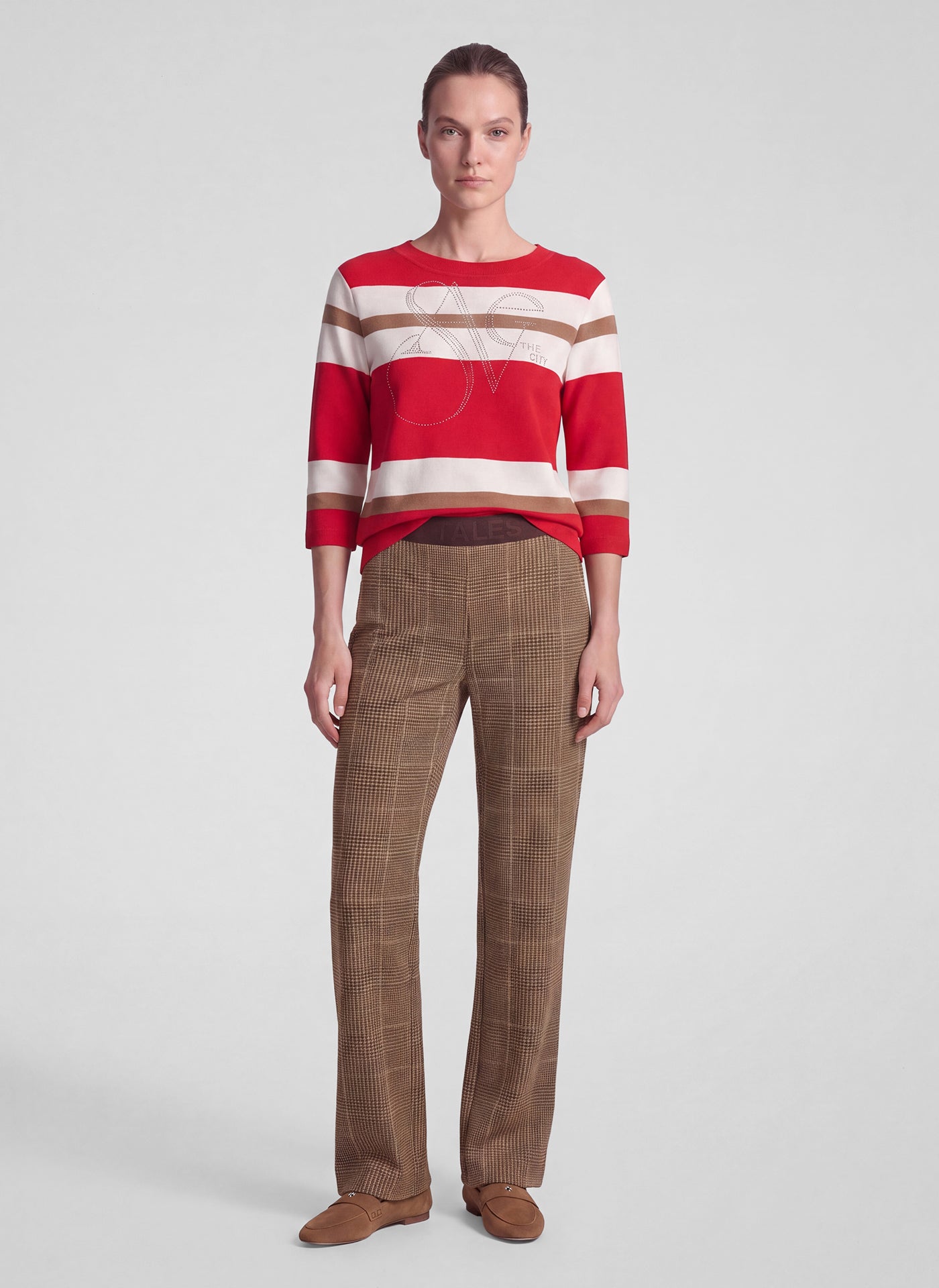 Rabe Striped Cotton Blend Top - Red - 122367