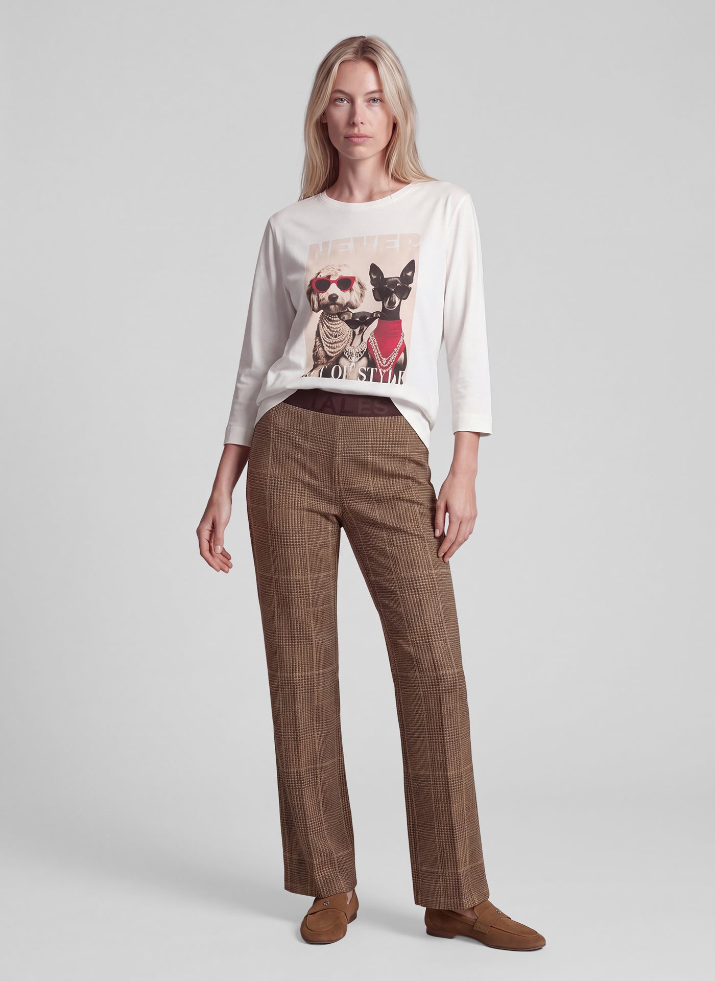 Rabe Dog Graphic Cotton Blend Top - White - 122306