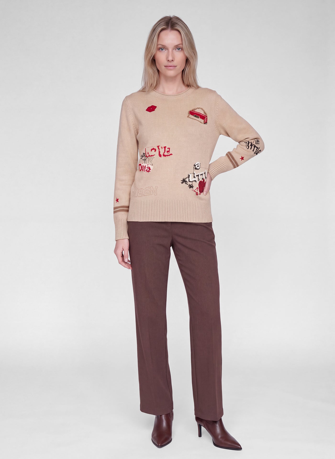 Rabe Motif Jumper - Oatmeal - 122617