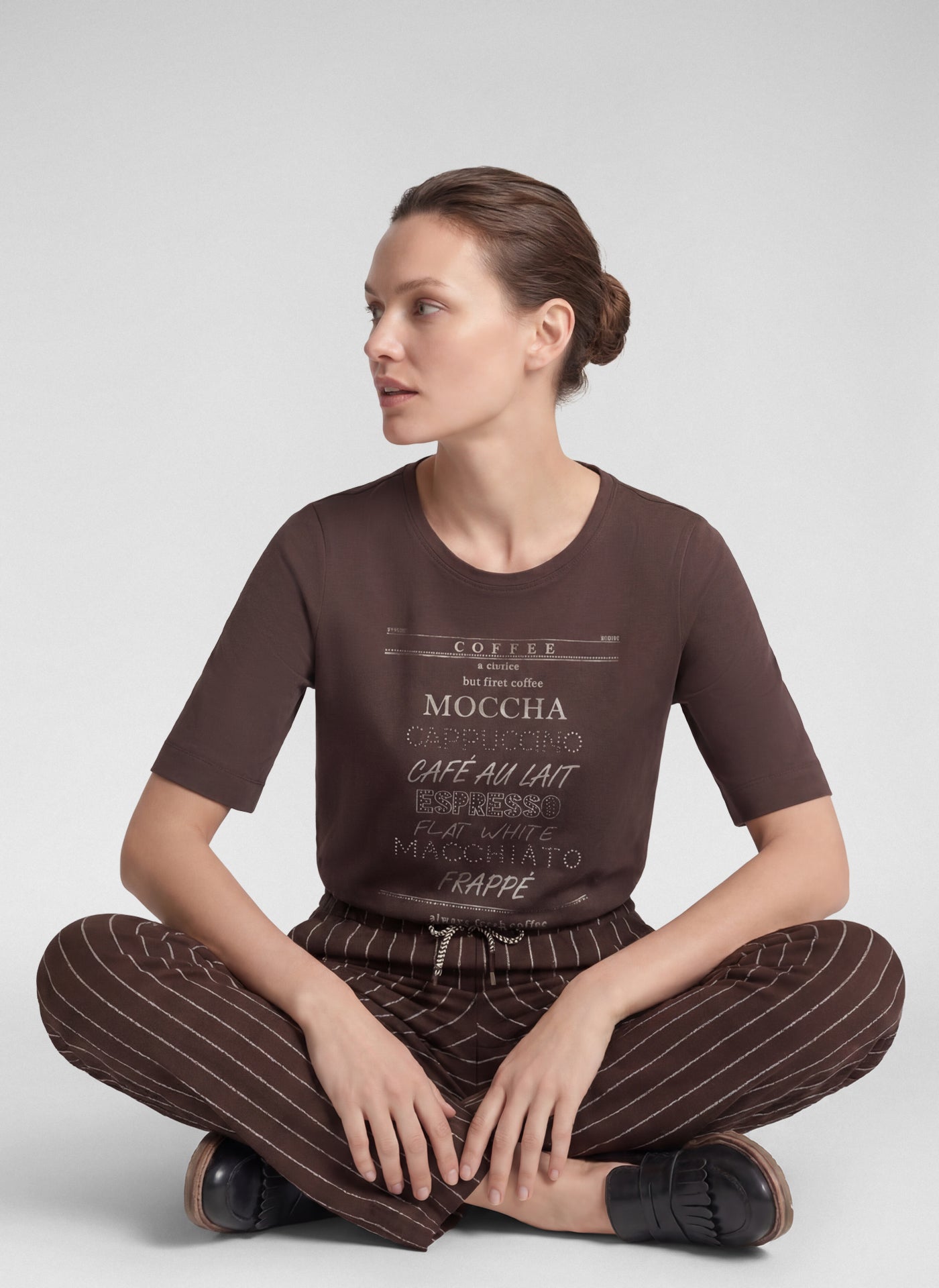 Rabe Graphic Cotton T-Shirt - Chocolate - 111308