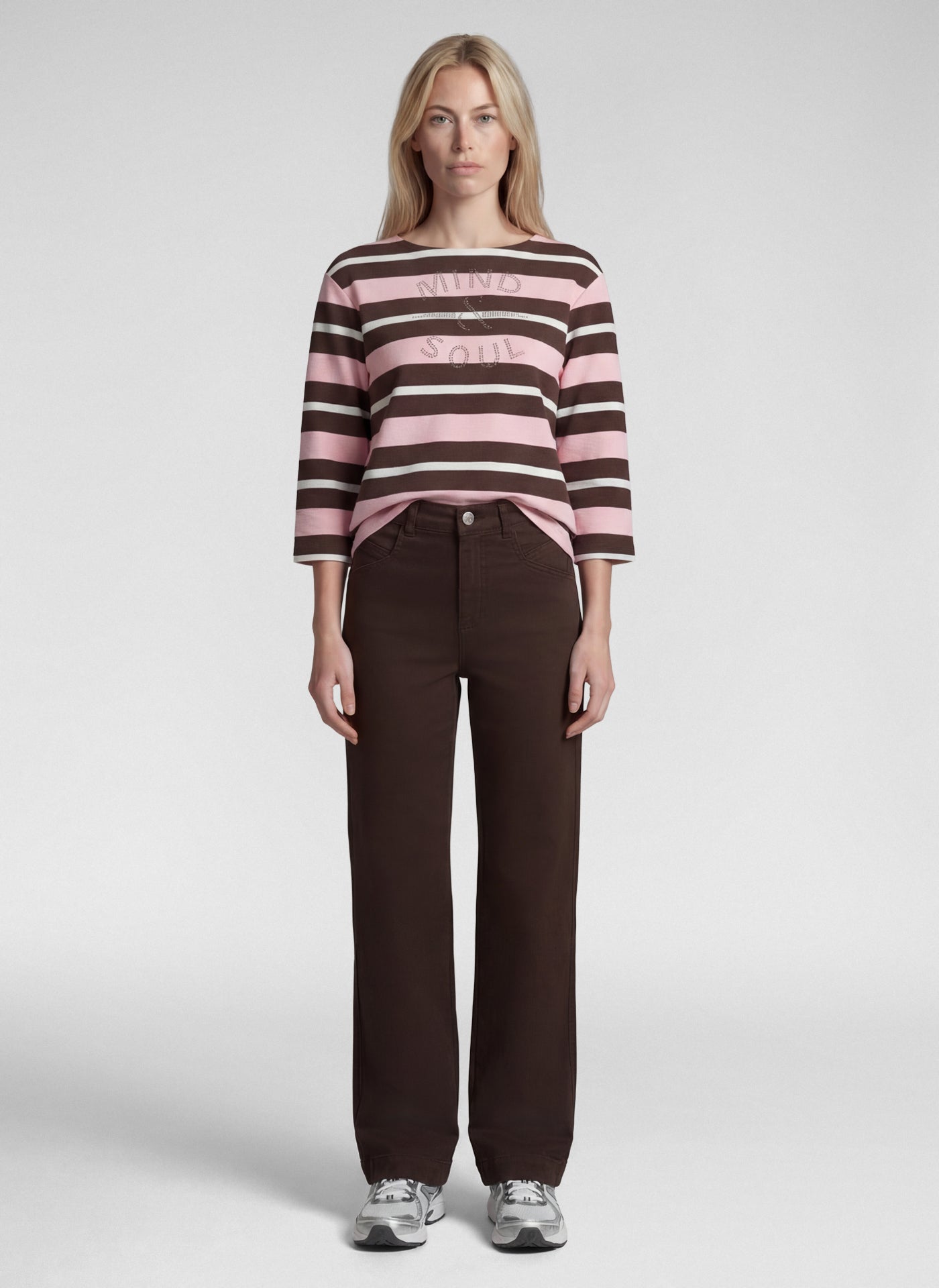 Rabe Striped Cotton Blend Top - Blush - 111367