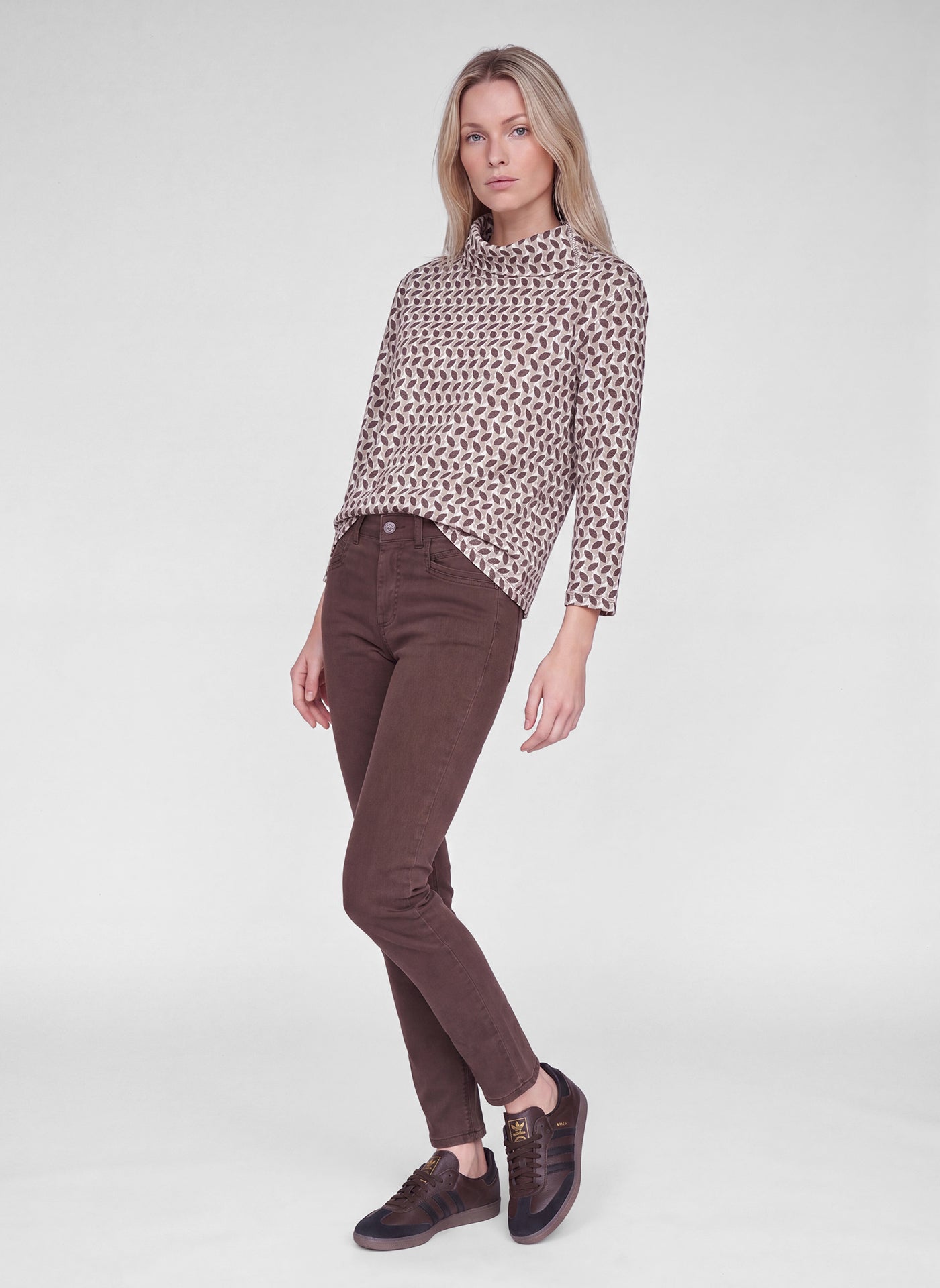 Rabe Geometric Print Top - Chocolate - 122354