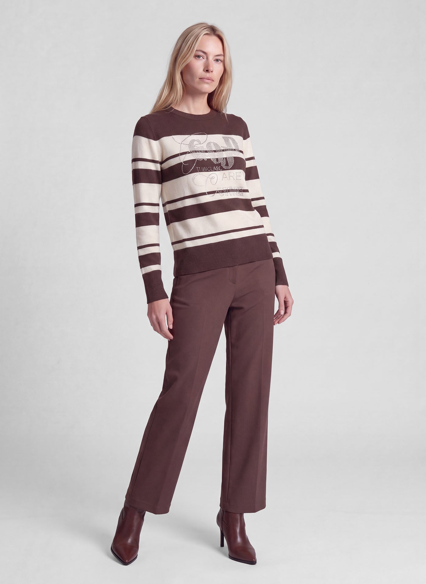 Rabe Striped Jumper - Chocolate - 122628