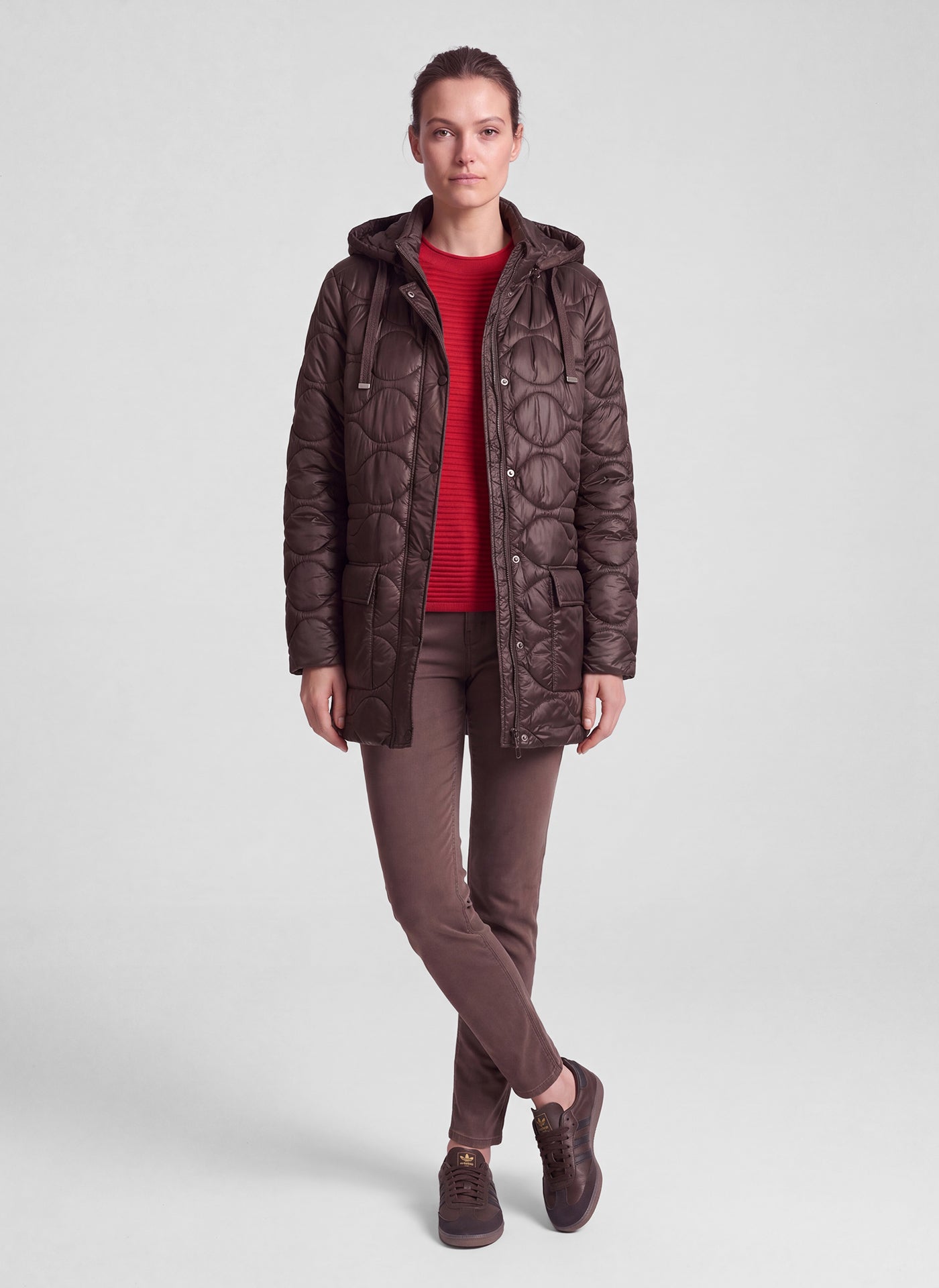 Rabe Hooded Quilted Jacket - Chocolate - 122822