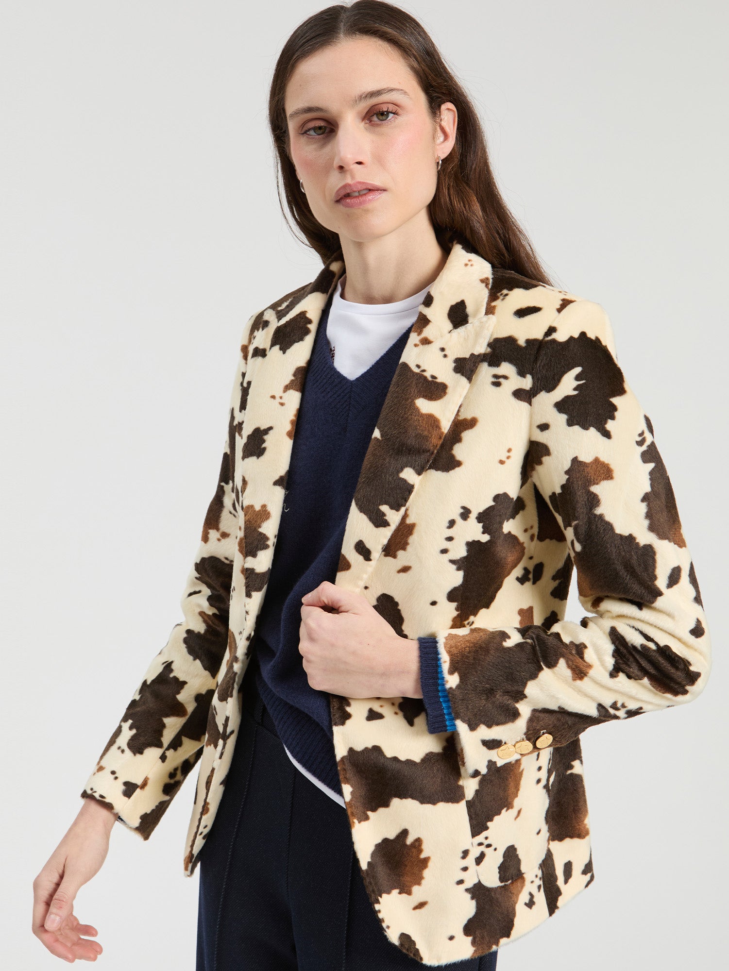 Vilagallo Cow Print Blazer 33862, front view