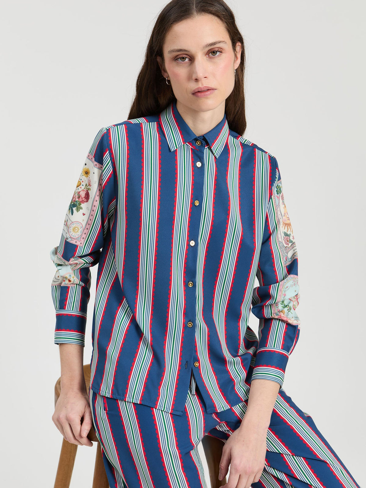 Vilagallo Madrid Navy Striped Shirt 34020, front view