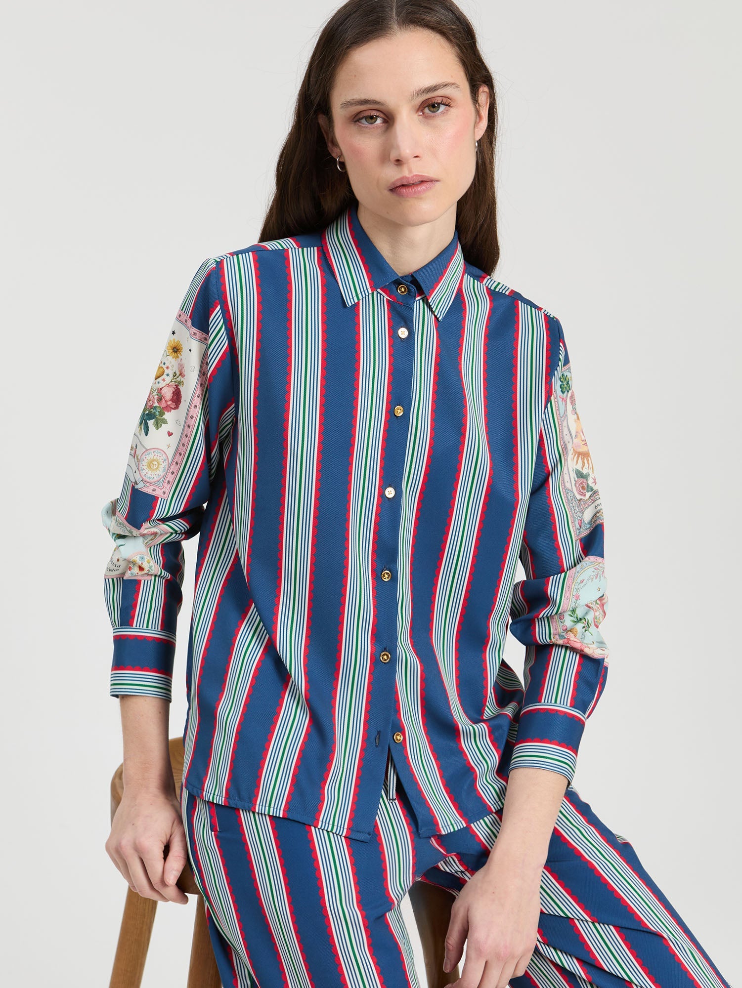 Vilagallo Madrid Navy Striped Shirt 34020, front view