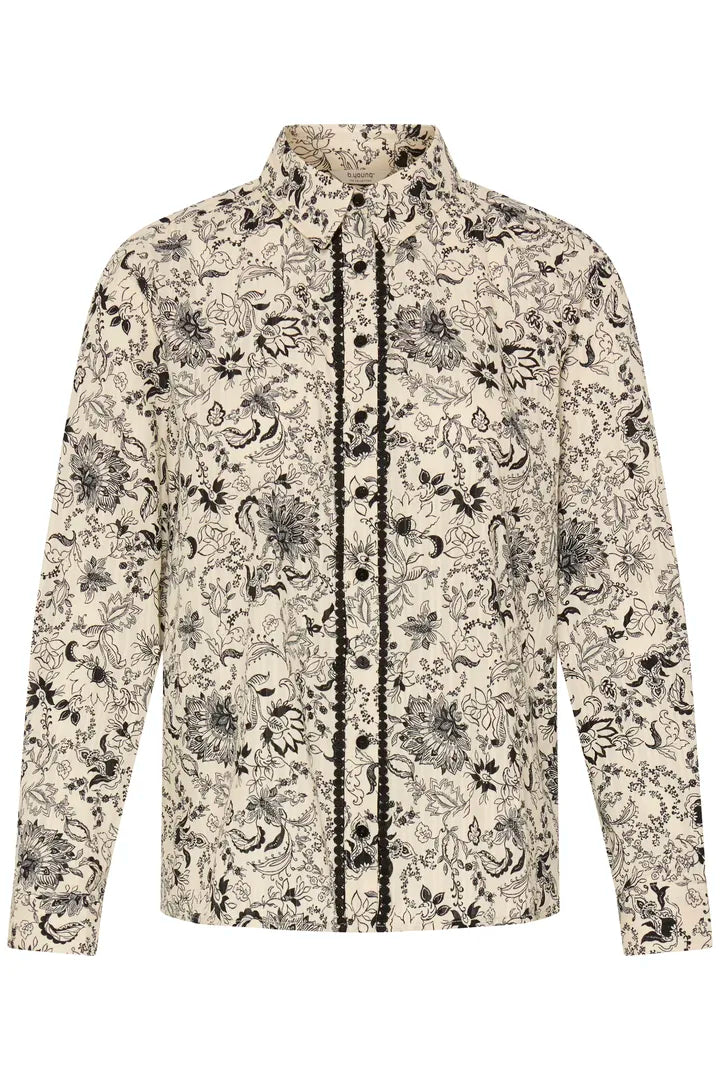 b.young BYJESSE shirt in birch floral print, front view