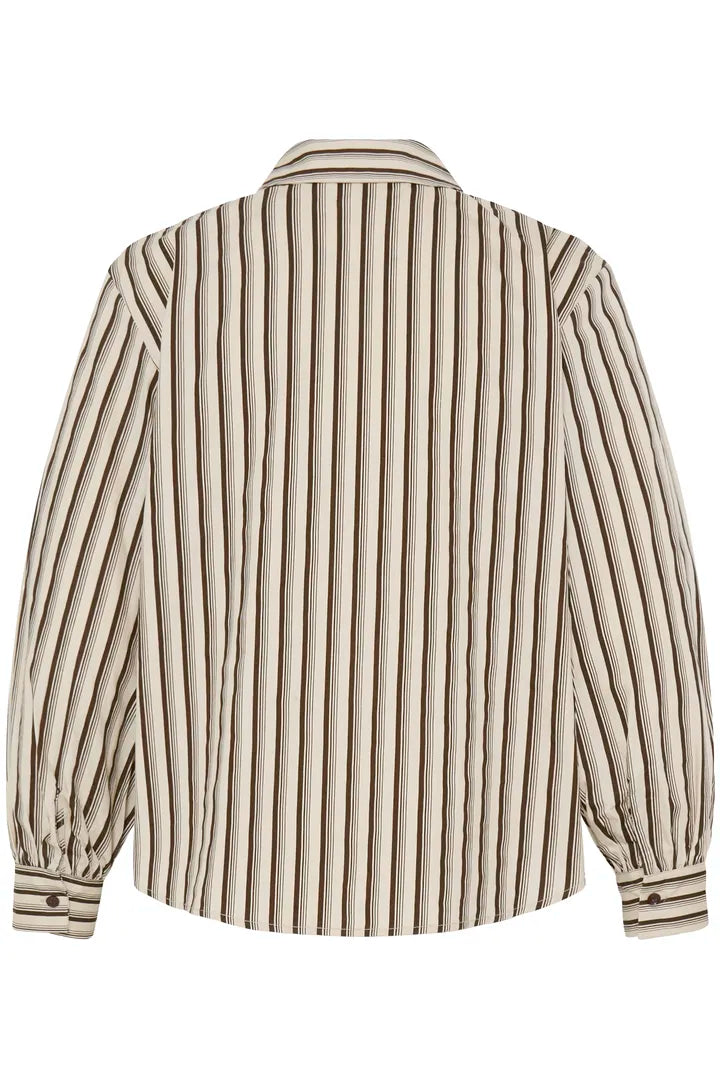 B.Young Iherdi Brown Stripe Cotton Shirt 20820101 — back