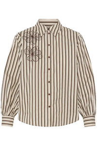 B.Young Iherdi Brown Stripe Cotton Shirt 20820101 — front