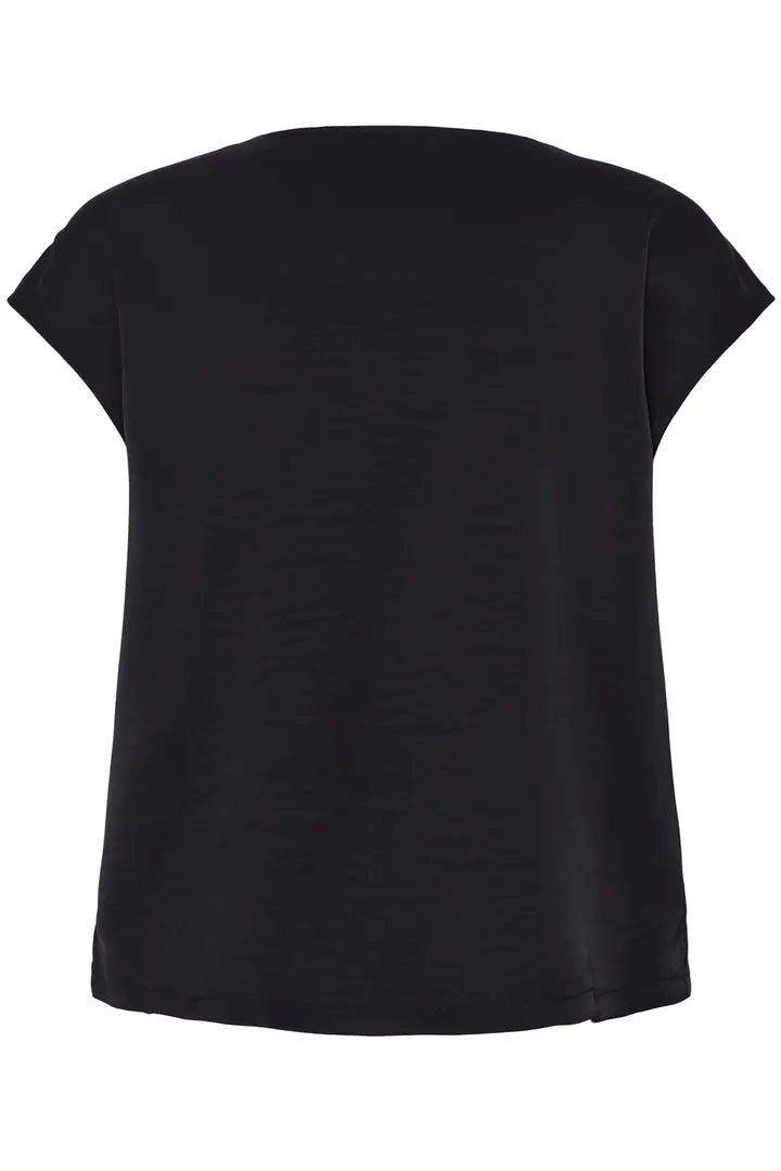 B.Young Isa Draped Neck Blouse 20819713 — Black back