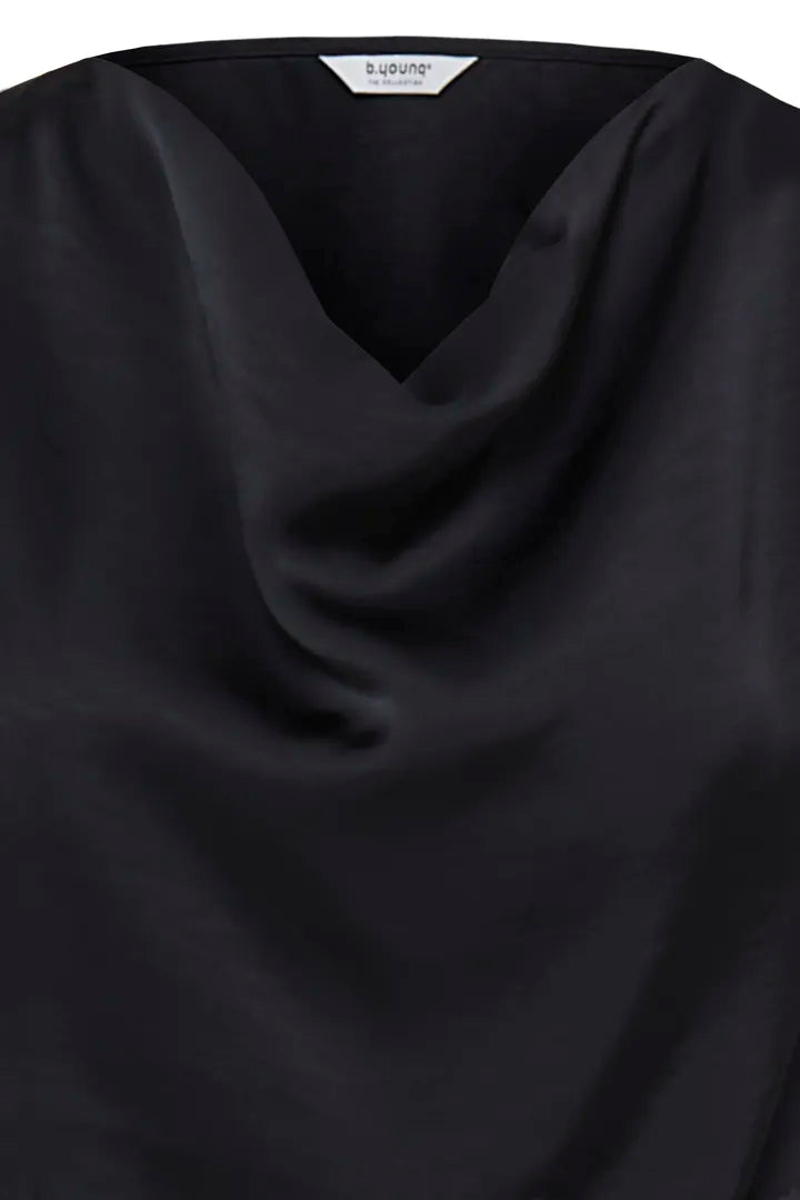 B.Young Isa Draped Neck Blouse 20819713 — Black detail