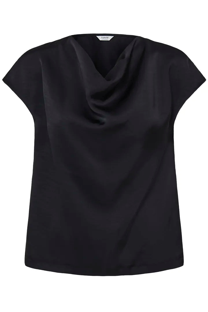 B.Young Isa Draped Neck Blouse 20819713 — Black front