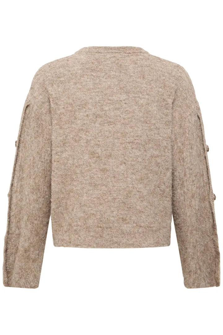 B.Young Milou Button-Sleeve Jumper 20820105 — Biscuit back