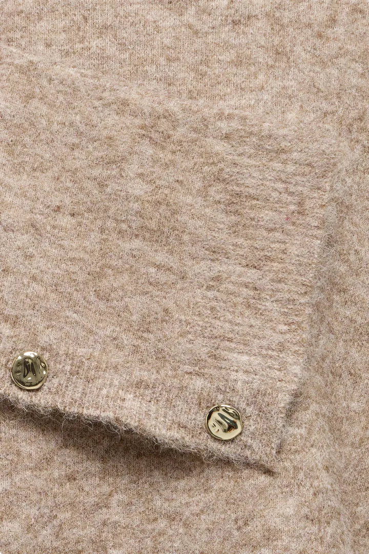 B.Young Milou Button-Sleeve Jumper 20820105 — Biscuit detail