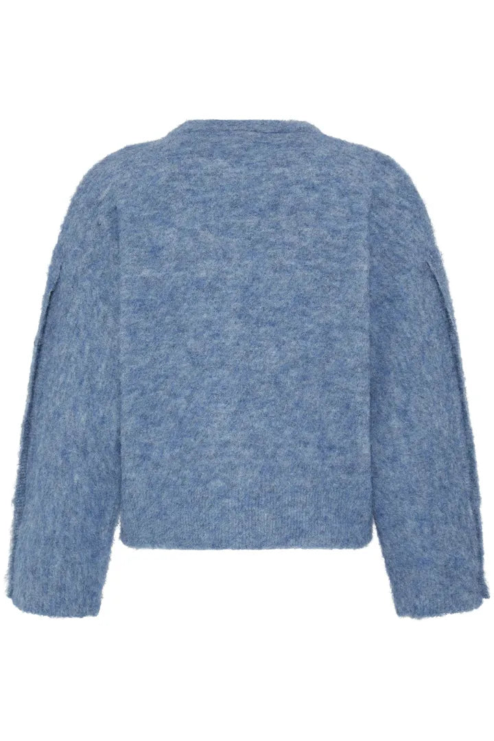 B.Young Milou Button-Sleeve Jumper 20820105 — Blue back