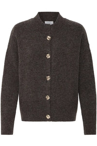B.Young Ophelia Chocolate Button Cardigan 20820107 — front