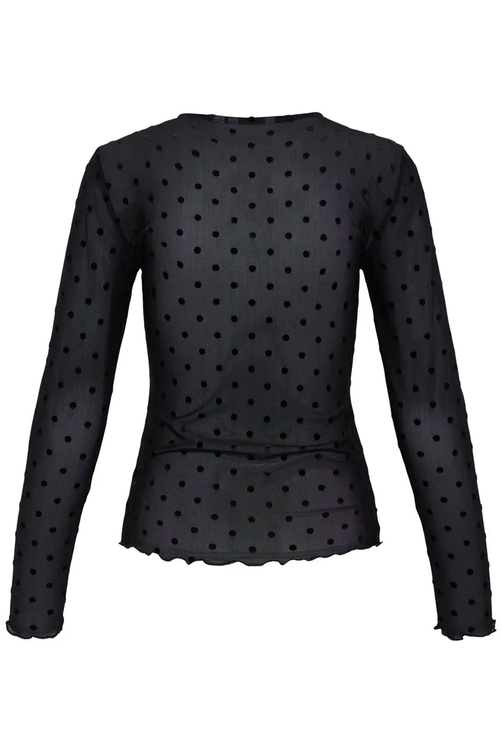 B.Young Shirley Black Dotted Mesh Top 20819776 — back