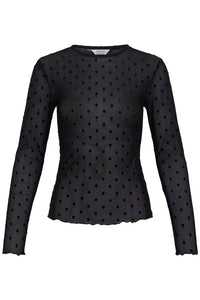 B.Young Shirley Black Dotted Mesh Top 20819776 — front