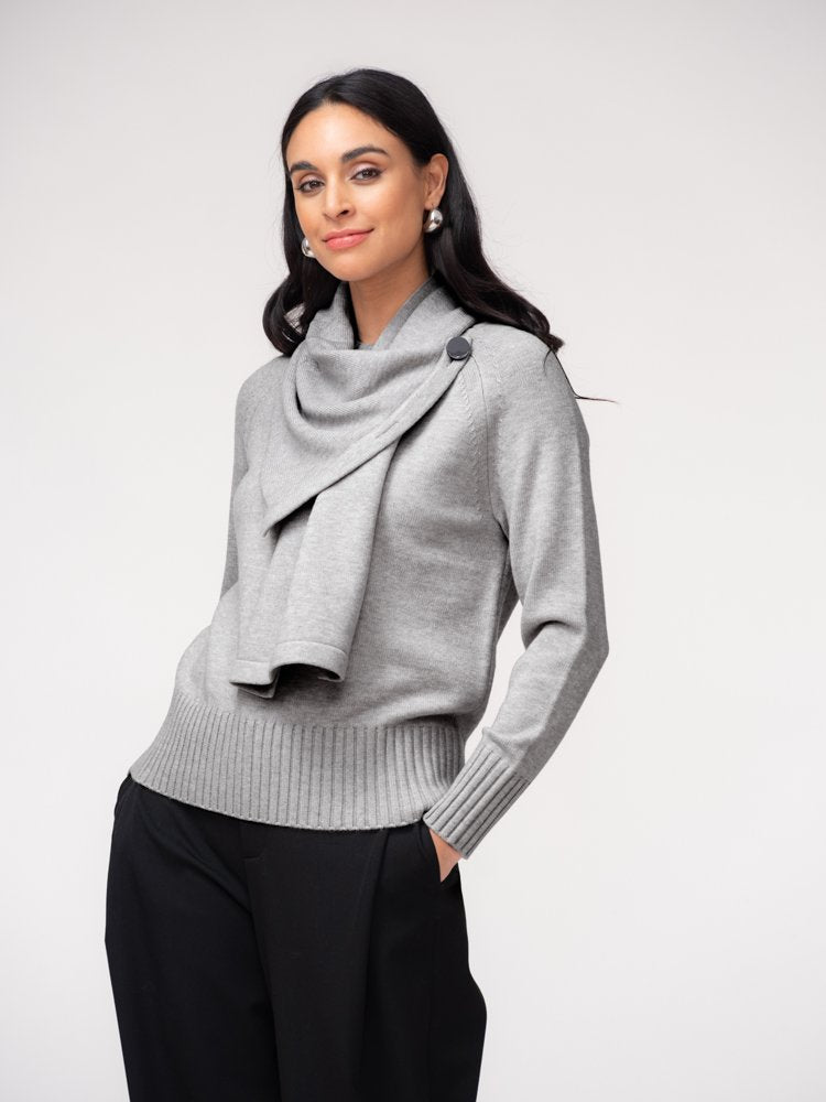 Elena Wang Jumper with Detachable Scarf 37022