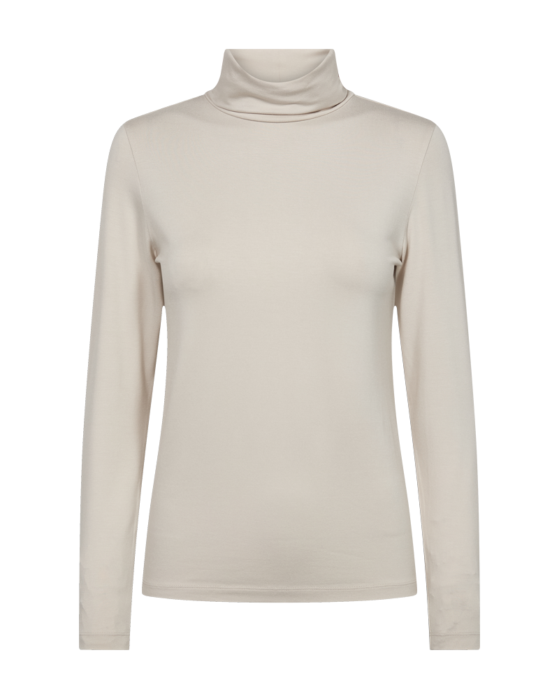 Freequent Liana Long Sleeve Top in moonbeam, front view