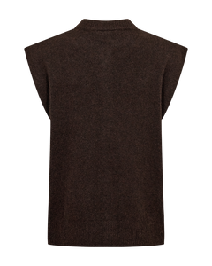 Freequent Alpa Vest in chocolate, back view