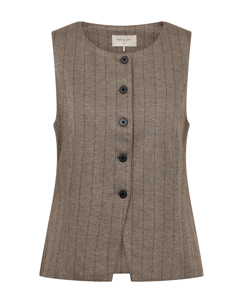 Freequent Bonnie Waistcoat in moonbeam, front view