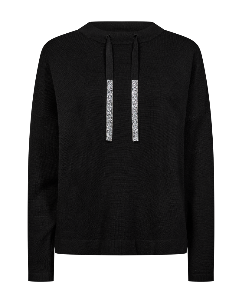 Freequent Ani Pullover in black, front view