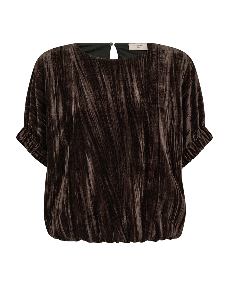 Freequent Candy Blouse in chocolate, front view
