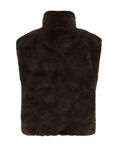 Freequent Fony Waistcoat in dark brown, back view
