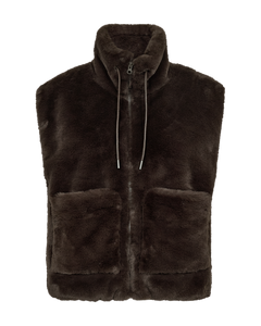 Freequent Fony Waistcoat in dark brown, front view