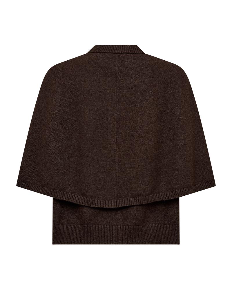 Freequent Cappa Cardigan in dark brown, back view