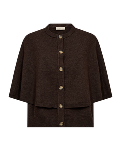 Freequent Cappa Cardigan in dark brown, front view