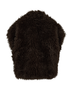 Freequent Fine Vest in dark brown, back view