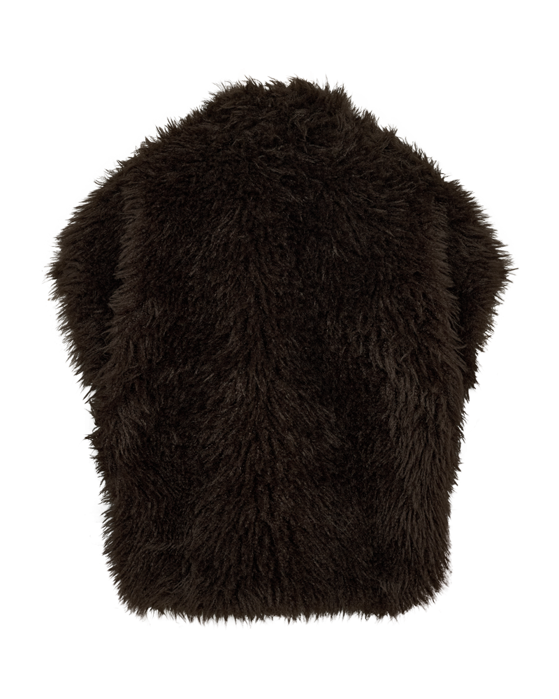 Freequent Fine Vest in dark brown, back view