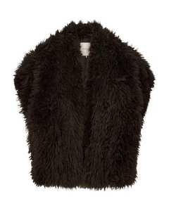 Freequent Fine Vest in dark brown, front view