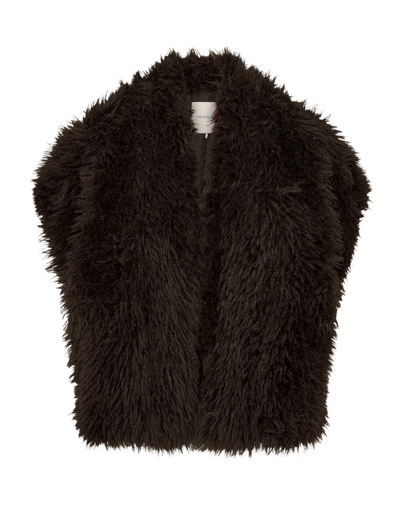 Freequent Fine Vest in dark brown, front view