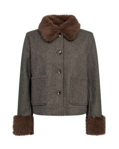 Freequent Yanna Jacket in taupe, front view