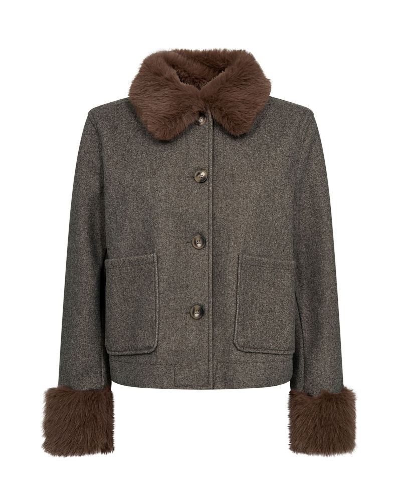 Freequent Yanna Jacket in taupe, front view