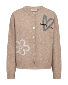 Freequent Nomas Cardigan in silver, front view