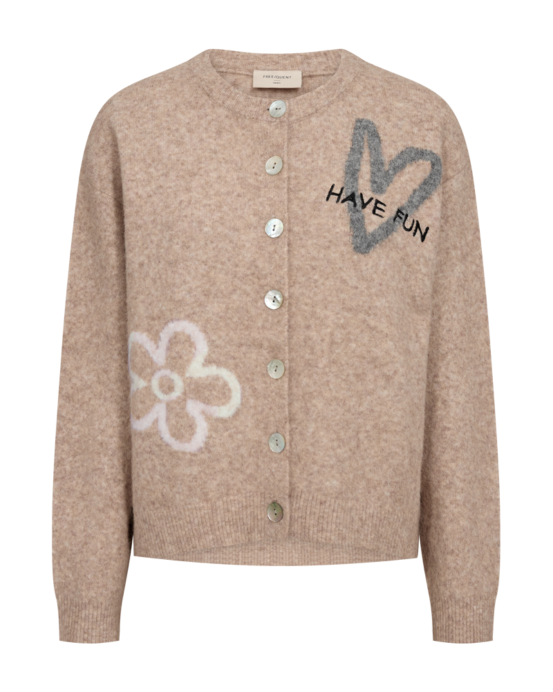 Freequent Nomas Cardigan in silver, front view