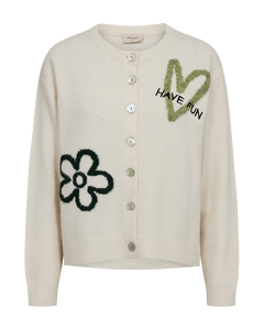 Freequent Nomas Cardigan in moonbeam, front view