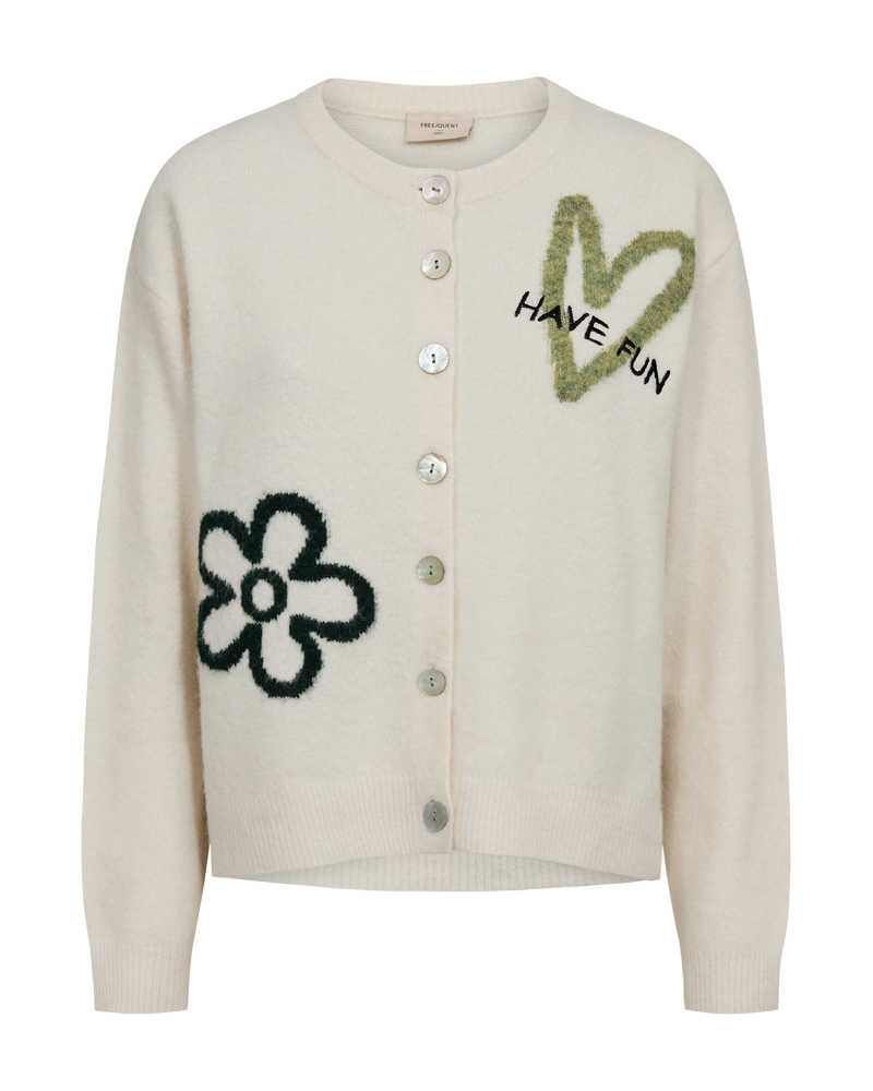 Freequent Nomas Cardigan in moonbeam, front view